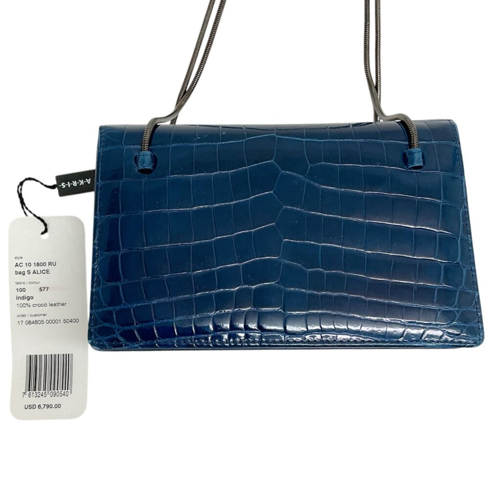 Akris Indigo Blue Crocodile Leather Small Alice Bag - Picture 9 of 9